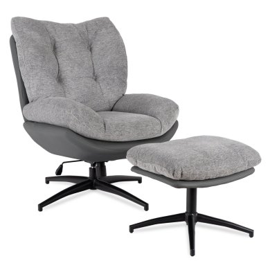 Крісло м'яке поворотне з підставкою Mebel Elit FREMONT 2 Сірий ME.FREMONT/P/T/P/E/CZ/FW