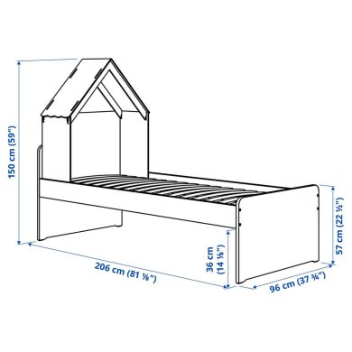 IKEA Кровать с крышей SLAKT 90x200 см Белый (ИКЕА СЛАБОСТЬ) 99608419 фото - 5