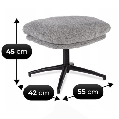 Кресло мягкое поворотное с подставкой Mebel Elit FREMONT Серый ME.FREMONT/P/CZ/T/FW фото - 9