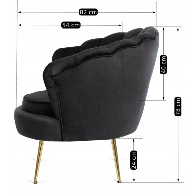 Крісло м'яке з підставкою Mebel Elit GRAND Welur Чорний ME.GRAND/CZ/V/FW фото - 11