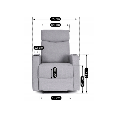 Кресло мягкое раскладное с реклайнером Mebel Elit ALAN Серый ME.ALAN2/P/T/FW фото - 11