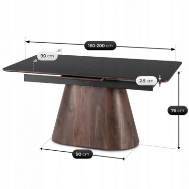 Раскладной обеденный стол Mebel Elit LIZBONA Черный ME.LIZBONA/CZ/O/CER/S160-200 фото - 6