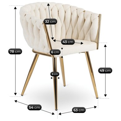 Обеденный стул Mebel Elit CAPI Boucle Кремовый ME.CAPI/KR/ZL/TB/K фото - 6