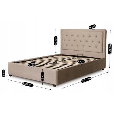 Ліжко Mebel Elit CROS Welur 140x200 см Бежевий - 12 Ліжко Mebel Elit CROS Welur 140x200 см Бежевий ME.CROS/140/BZ/V/LOZZPOJ фото - 12