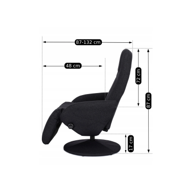 Кресло мягкое раскладное с реклайнером  Mebel Elit TONY Черный ME.TONY2/CZ/T/FW фото - 8