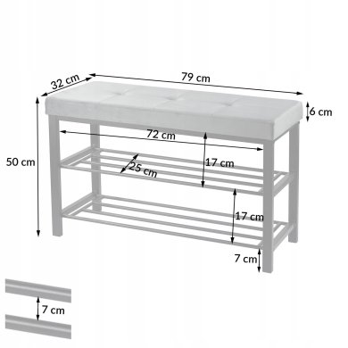 Скамейка для обуви Kontrast LOFT Welur Серый 6.01.83352 фото - 12