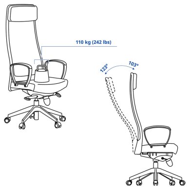 IKEA Офисное кресло MARKUS Темно-серый (ИКЕА МАРКУС) 30588800 фото - 8