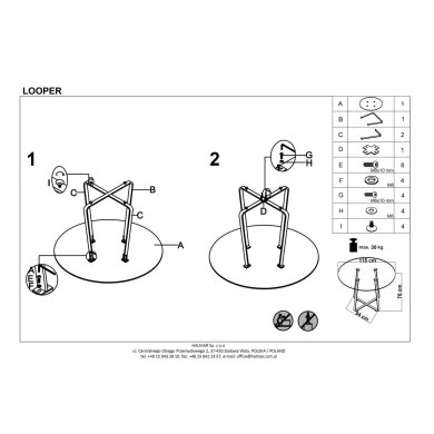 Обеденный стол Halmar LOOPER 2 Дуб золотой V-CH-LOOPER_2-ST фото - 5