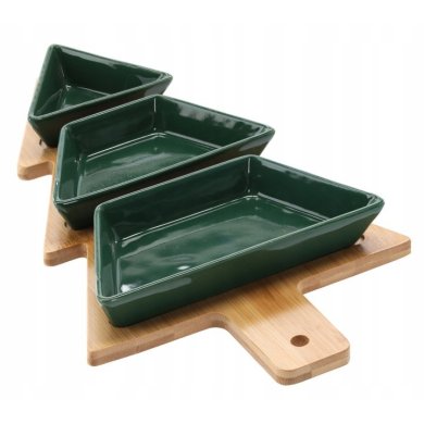 Сервірувальний набір мисок Chomik CHOINKA 32x20x4 см | Зелений / Дерево MUT4659 фото - 4