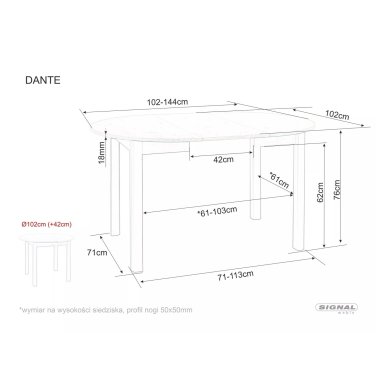 Розкладний обідній стіл Signal DANTE Дуб артизан DANTEDACMFI102 фото - 10