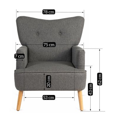 Кресло мягкое Mebel Elit BUNNY Темно-серый ME.BUNNY/CP/DK/T/FW фото - 14