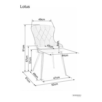 Обеденный стул Signal LOTUS Welur Черный LOTUSVCC фото - 8