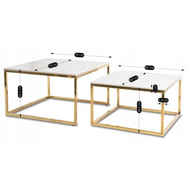 Комплект журнальных столов Mebel Elit TENOR Marmur Белый ME.TENOR/B/PL/ZL/L фото - 8