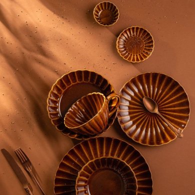 Глибока тарілка Homla MELIDA 19 см Бурштиновий 241357 фото - 4