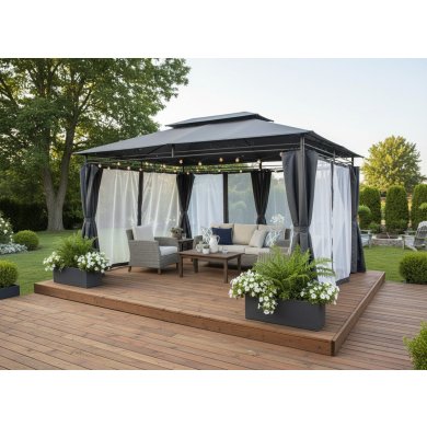 Садова альтанка з москітною сіткою Garden Line 4x3 м Темно-сірий TUN0389 фото - 9