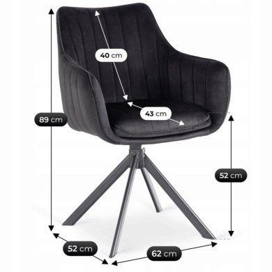 Обідній стілець поворотний Mebel Elit MUMBAI Welur Чорний ME.MUMBAI/CZ/V/K фото - 9