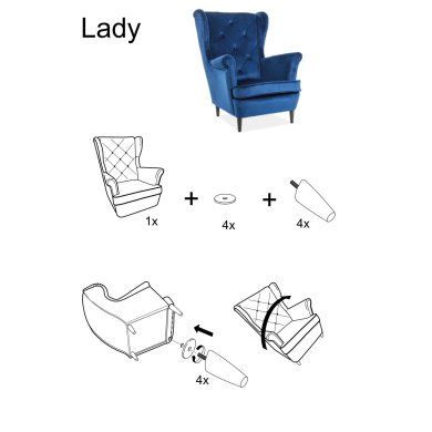 Крісло м'яке Signal Lady Welur Бірюзовий LADYV85 фото - 2