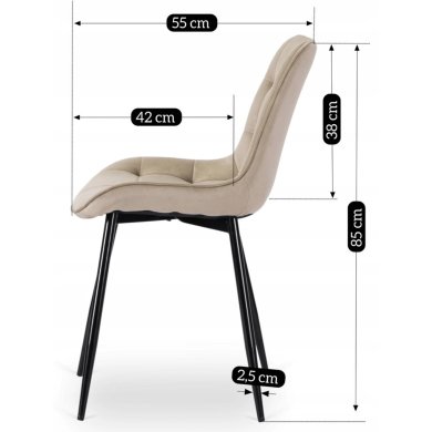 Обеденный стул Mebel Elit CHRIS Welur Бежевый ME.CHRIS/BZ/CZ/V/K фото - 10