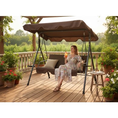 Садова гойдалка Garden Line 170x118x153 см Коричневий KRE7626 фото - 12