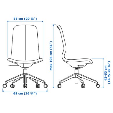 IKEA Офісне крісло LANGFJALL Синій (ИКЕА ЛАНГФЬЯЛЛЬ) 89177665 фото - 7