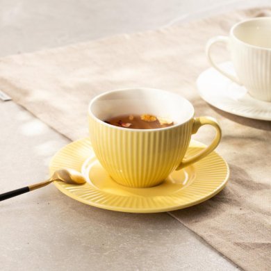 Чашка з блюдцем Homla SIENA 240 мл Жовтий 235713 фото - 4