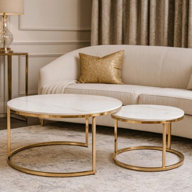 Комплект журнальных столов Mebel Elit MILANO Marmur 2 шт Белый ME.MILANO/BM/ZL/L фото - 4