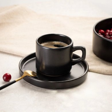Чашка с блюдцем Homla FAMELIO 200 мл Черный 234305 фото - 5