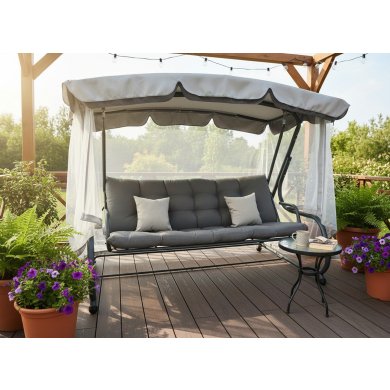 Садова гойдалка з москітною сіткою Garden Line 220х130х175 см Сірий KRE0954 фото - 8