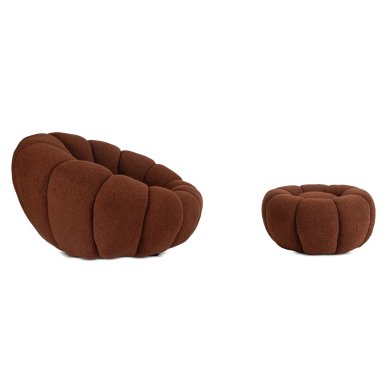 Крісло м'яке поворотне з пуфом Mebel Elit PETTIT Boucle Коричневий ME.PETTIT/BR/TB/FW фото - 2
