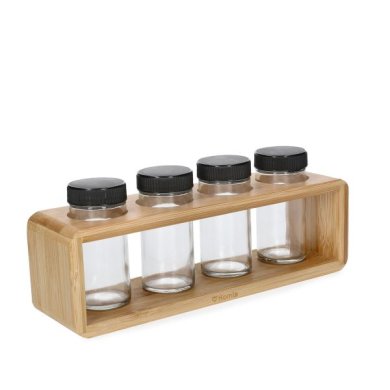 Набір для спецій Homla BAMBOU 26x8 см | Прозорий / Дерево - 2 Набір для спецій Homla BAMBOU 26x8 см | Прозорий / Дерево 206447 фото - 2