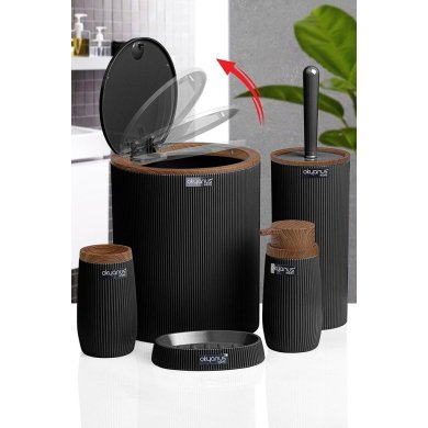 Набір аксесуарів для ванної кімнати Chomik 5 шт Чорний OKY4783 фото - 2