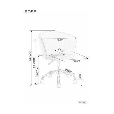 Офісне крісло Signal ROSE Velvet Сірий OBRROSEVSZ фото - 5