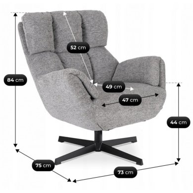 Крісло м'яке поворотне Mebel Elit REAL Сірий ME.REAL/P/CZ/T/FW фото - 8