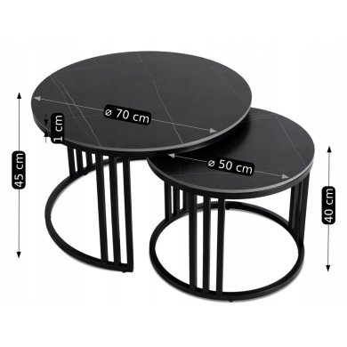 Комплект журнальных столов Mebel Elit JERRY Marmur Черный ME.JERRY/CZCER/L фото - 7