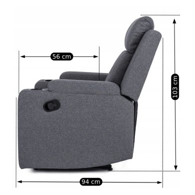 Крісло м'яке розкладне з реклайнером Mebel Elit KOBI Темно-сірий ME.KOBI2/CP/T/FW фото - 13