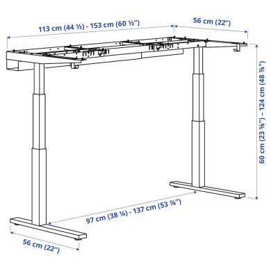 IKEA Каркас стола регулируемый с электроприводом MITTZON 120/140/160х60 см Белый 70515595 фото - 4