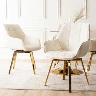 Обеденный стул поворотный Mebel Elit MIA Boucle Кремовый ME.MIA/KR/ZL/TB/K фото - 7