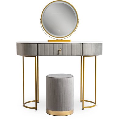 Туалетный стол c пуфом Mebel Elit ASHLEY Marmur Серый ME.ASHLEY/P/ZL/B фото - 2