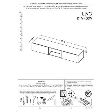 Тумба под ТВ Halmar Livo RTV-180 | Белый V-PL-LIVO-RTV-180W-BIAŁY фото - 3