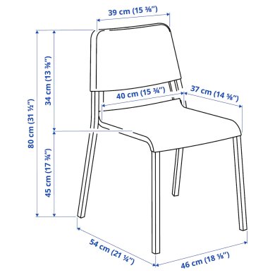 IKEA Обеденный стул TEODORES Белый (ИКЕА TEODORES) 90350937 фото - 11