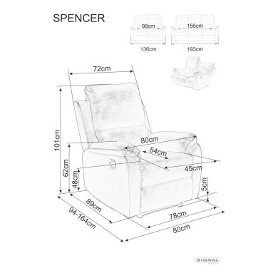 Розкладний диван Signal SPENCER 2 Welur Серый SPENCER2VSZ фото - 7