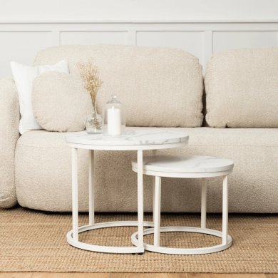 Комплект журнальних столів Mebel Elit JOE Marmur 2 шт Білий ME.JOE/BM/B/L фото - 7