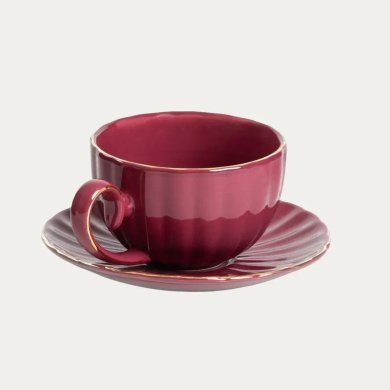 Чашка с блюдцем Homla MINA 250 мл Бордовый 238982 фото - 2
