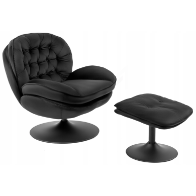 Кресло мягкое поворотное с подставкой Mebel Elit FIONA Черный ME.FIONA/CZ/V/FW фото - 2