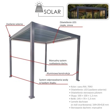 Пергола з LED підсвіткою Garden Line 4x3 м Сірий GOL0562 фото - 5