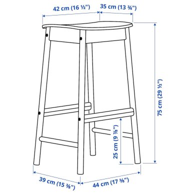 IKEA Барный табурет RONNINGE Дерево (ИКЕА РОННИНГЕ) 90511233 фото - 5