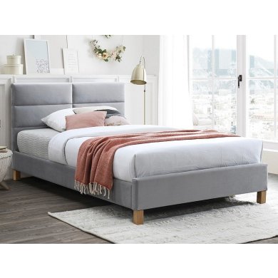 Кровать Signal Sierra Velvet | Светло-серый / Дуб (Bluvel 03) SIERRAV120JSZD