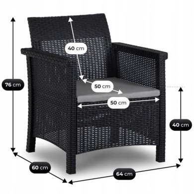 Комплект садових меблів Mebel Elit SAVIO Чорний ME.SAVIO/CZ/RT/OGR/ZES фото - 10