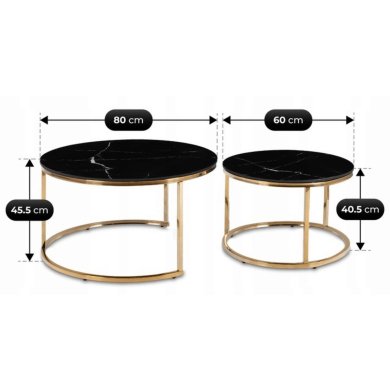 Комплект журнальних столів Mebel Elit MILANO Marmur 2 шт Чорний ME.MILANO/CZZLM/ZL/L фото - 6