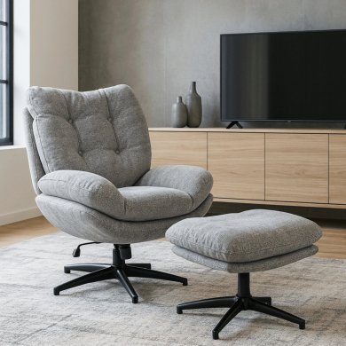 Кресло мягкое поворотное с подставкой Mebel Elit FREMONT Серый ME.FREMONT/P/CZ/T/FW фото - 7